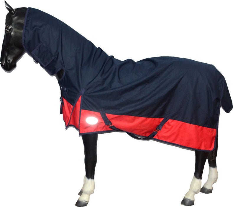 1200D Lightweight Turnout Horse Rug Waterproof Combo Full Neck Navy/Red 5'3 -6'9 - Tack24