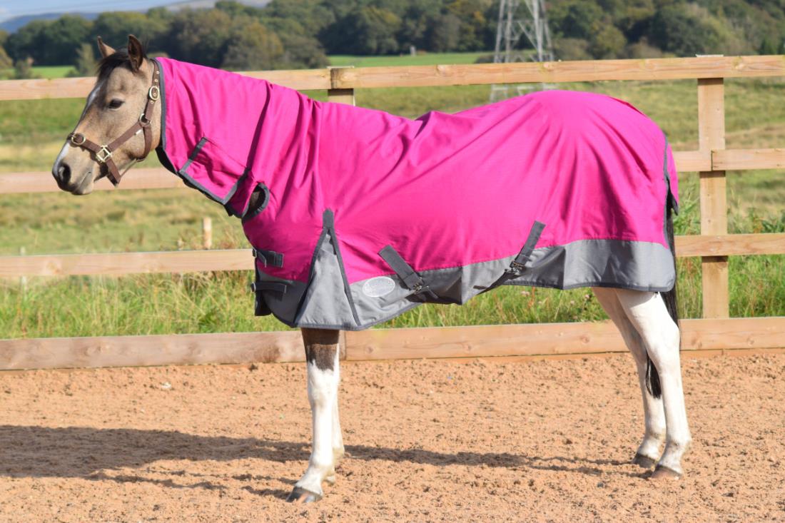 Winter Thermo 100g Turnout Horse Rugs Combo Full Neck Raspberry/Grey 5'3-6'9 - Tack24