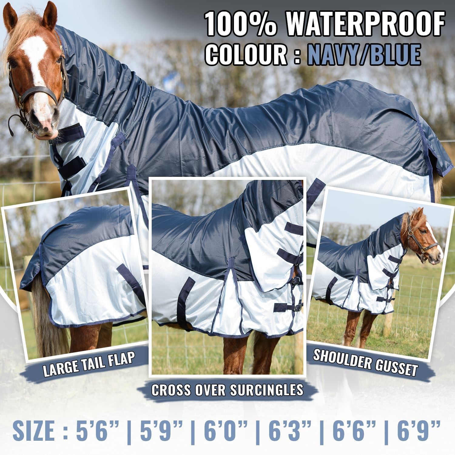 Lightweight Combo Fixed Neck 2 in 1 Fly Rugs for Horses Made 420 Denier Ripstop - Tack24