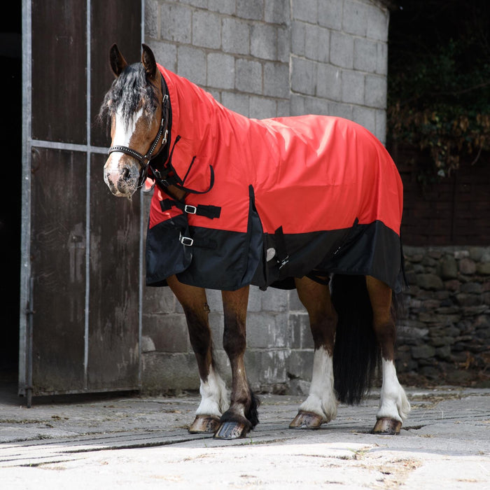 600D Outdoor Winter Turnout Horse Rugs 50G Fill COMBO Full Neck Red/Black 5'3-6'9 - Tack24