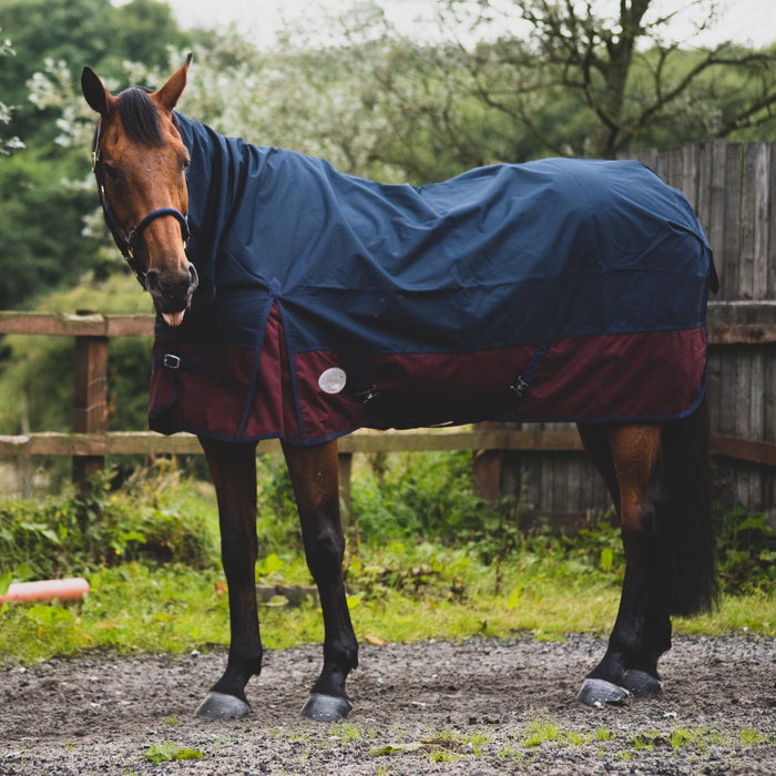 600D Outdoor Winter Turnout Horse Rugs 50G Fill COMBO Full Neck Navy/Burgundy 5'3-6'9 - Tack24