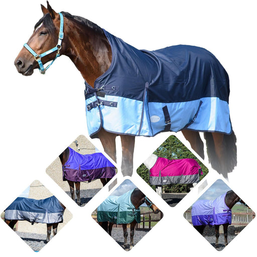 600 Denier 0g No Fill Lightweight Turnout Horse Rugs Half Neck Coated 6 Colors