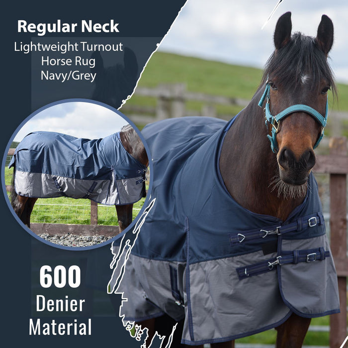 600D Lightweight Turnout Horse Rug 0g No Fill Rugs Regular Neck 5'6-6'9 6 Colors