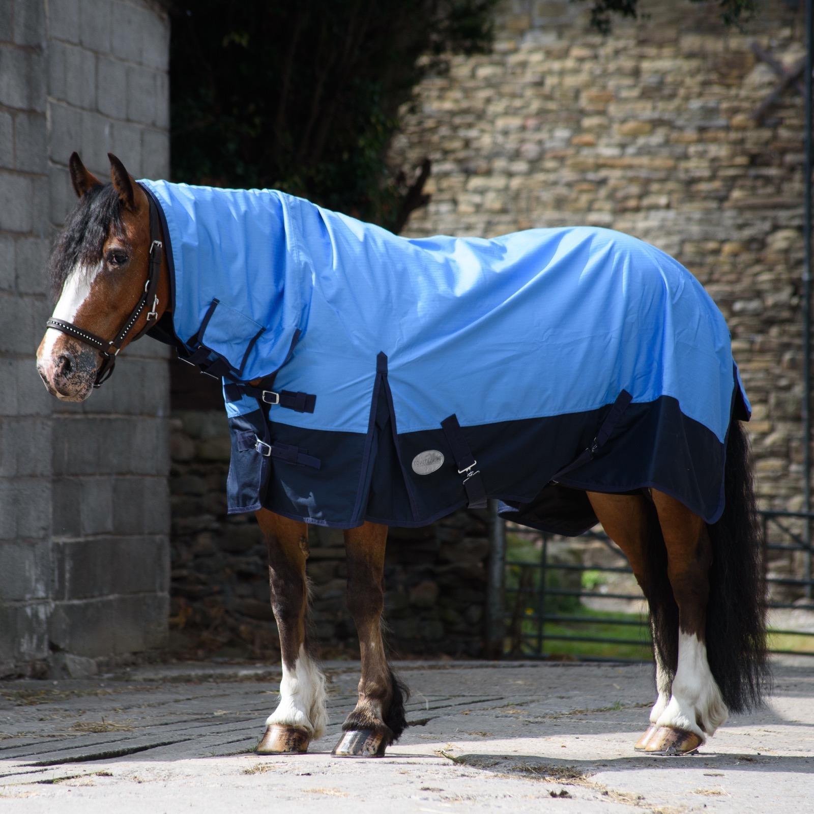 600D Outdoor Winter Turnout Horse Rugs 50G Fill COMBO Full Neck Blue/Navy 5'3-6'9 - Tack24