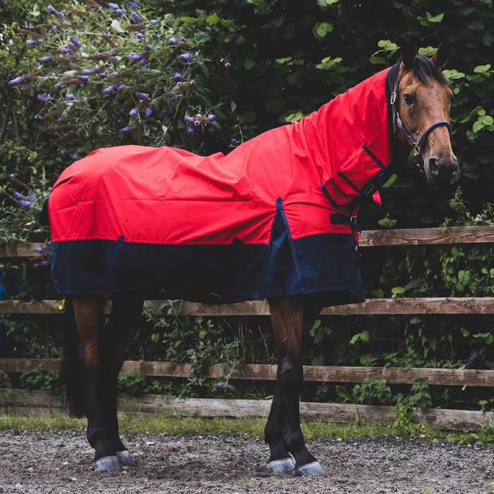 600D Lightweight Turnout Horse Rug Waterproof Combo Full Neck Red/Navy 5'3 -6'9 - Tack24