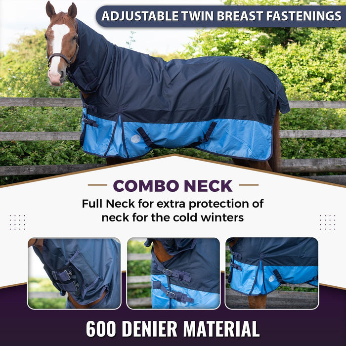 600D Lightweight Turnout Horse Rug Combo Full Neck Tail Flap 0g No Fill 6 Colors