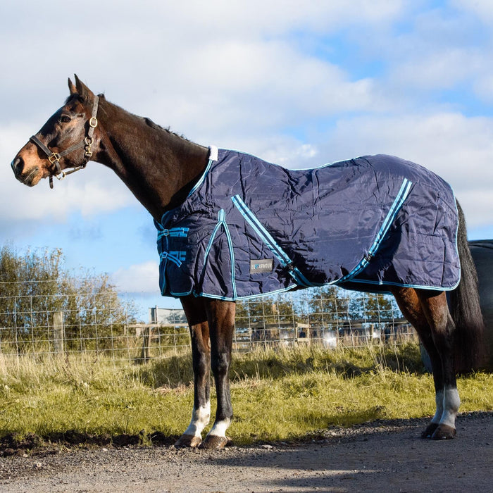 Horse Rug Under Rug Navy Breathable Winter Turnout Rug Fit 180gsm Shoulder pleat and nylon lining Twin Breast Fastenings - Tack24