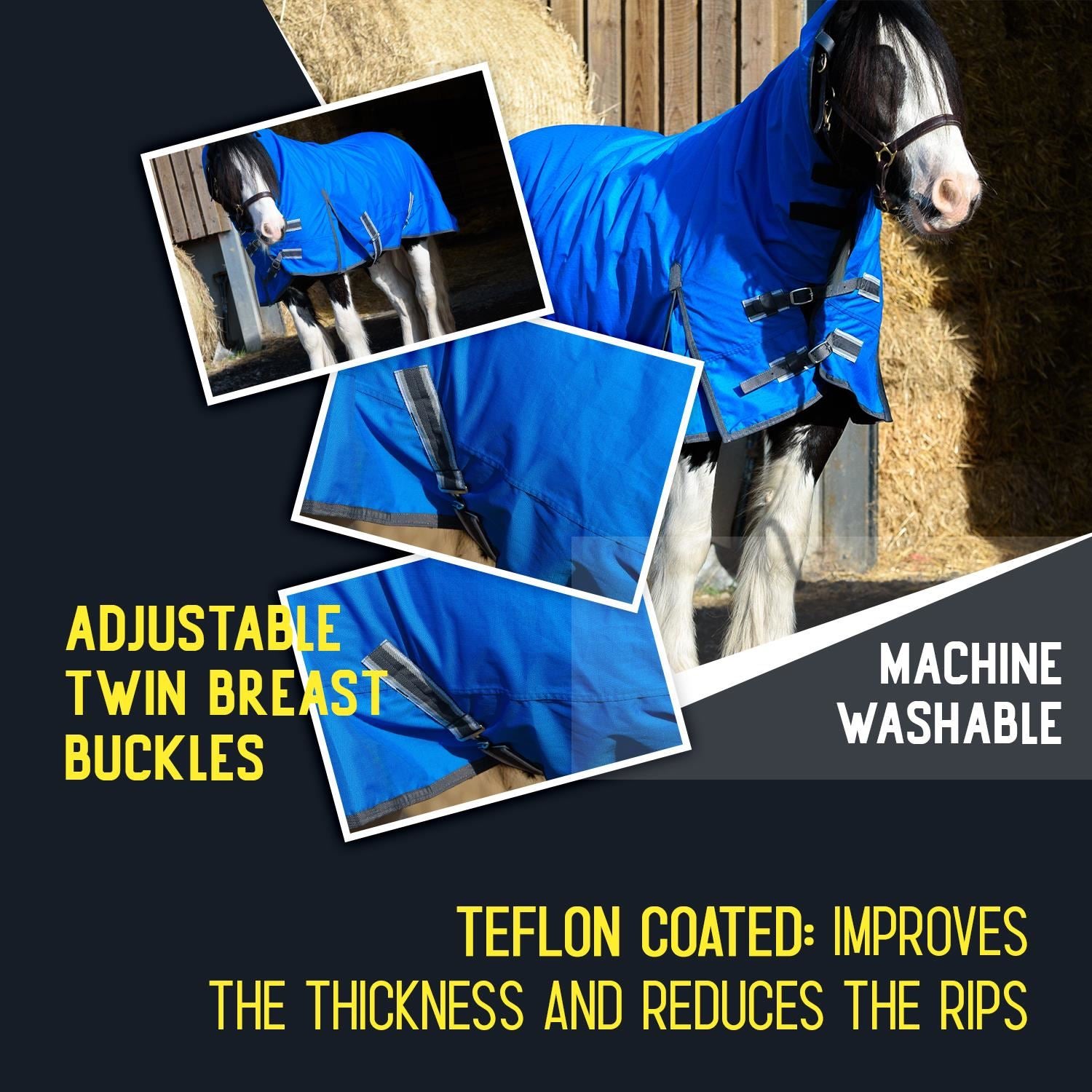 600 Denier Lite Lightweight Rainsheet Turnout Horse Rugs COMBO Full Blue 5'6-6'9 - Tack24