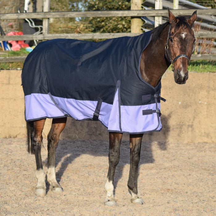 600D Outdoor Winter Turnout Horse Rugs Thermo 50gsm HALF Neck Navy/Lilac 5'3-6'9 - Tack24