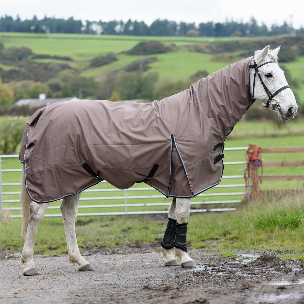 600D Outdoor Mediumweight Turnout 50G Fill COMBO Thermo Horse Rug Brown 5'6-6'9 - Tack24