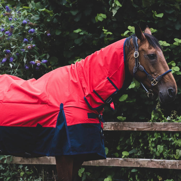 600D Outdoor Winter Turnout Horse Rugs 50G Fill COMBO Full Neck Red/Navy 5'3-6'9 - Tack24