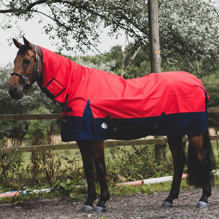 1200D Lightweight Turnout Horse Rug Waterproof Combo Full Neck Red/Navy 5'3 -6'9 - Tack24