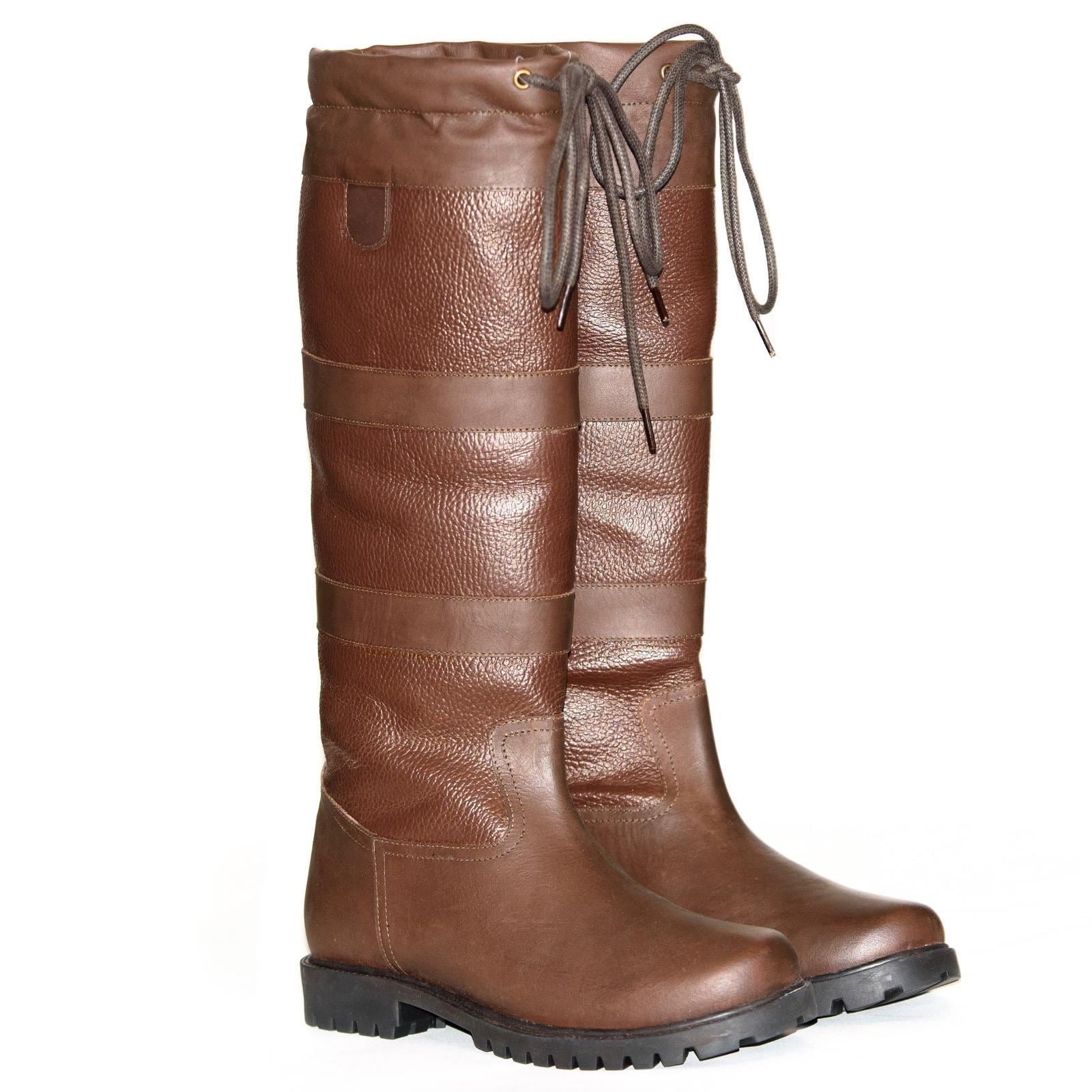 Country Waterproof Ladies Womens Boots Tall Long Horse Riding Boots Brown UK 4-9