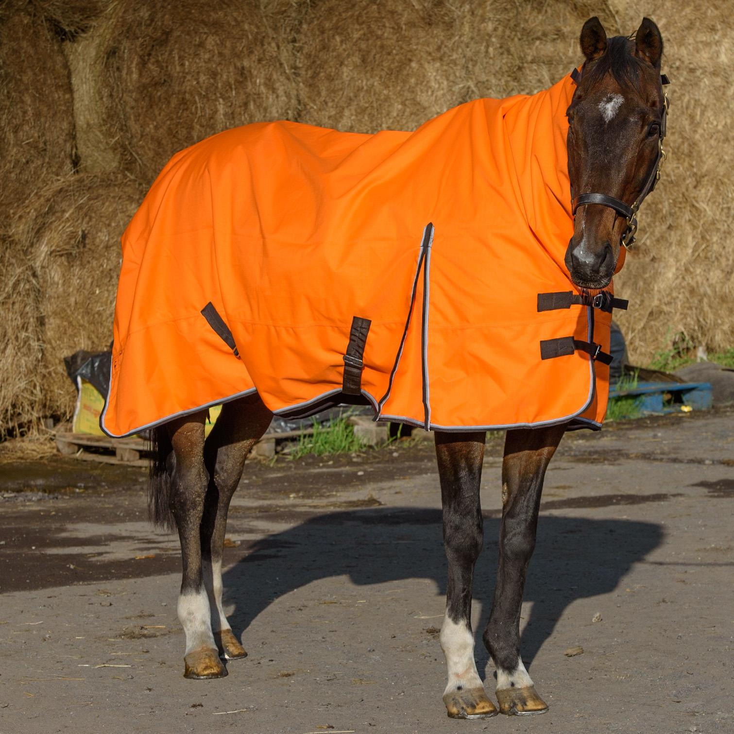 1200D Outdoor Winter Turnout Horse Rugs 100G Fill Combo Teflon Orange 5'3-6'9 - Tack24