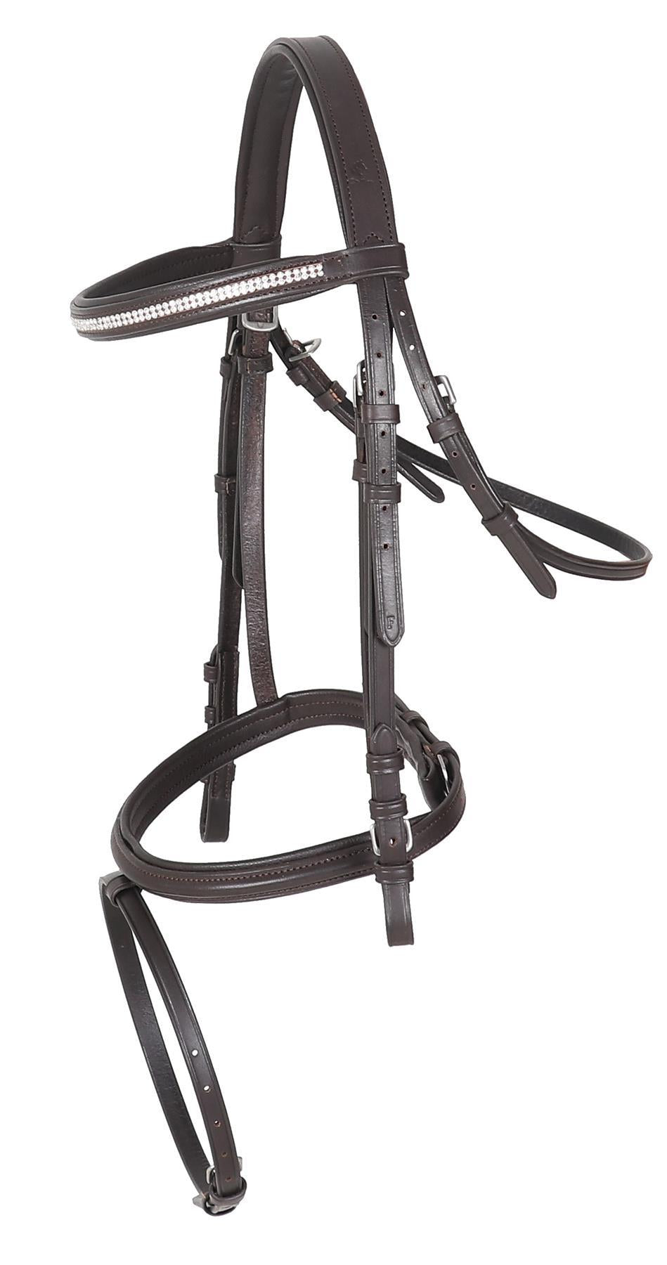 Leather Padded Horse Bridle with FREE Reins Flash Noseband Black Brown 4 Sizes - Tack24