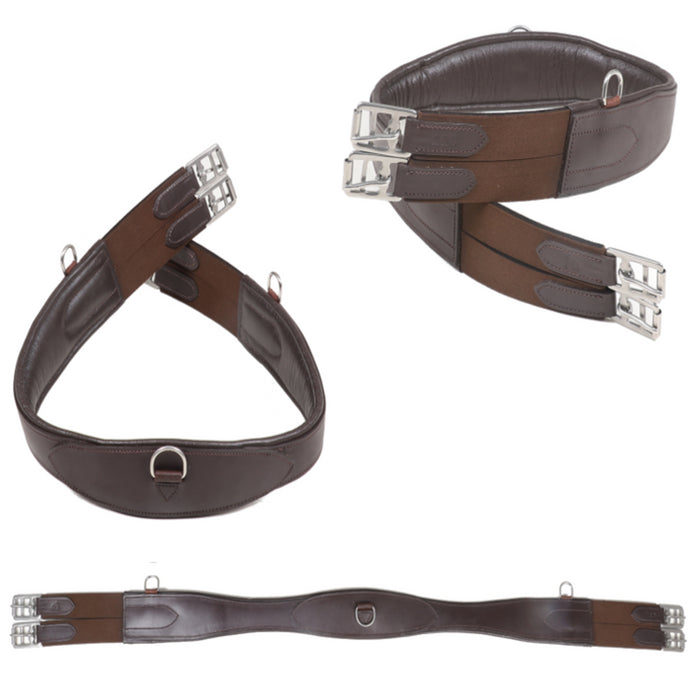 Elasticated Padded Leather Comfort Girth Chafe Saddle Black Brown 38'' - 62'' - Tack24