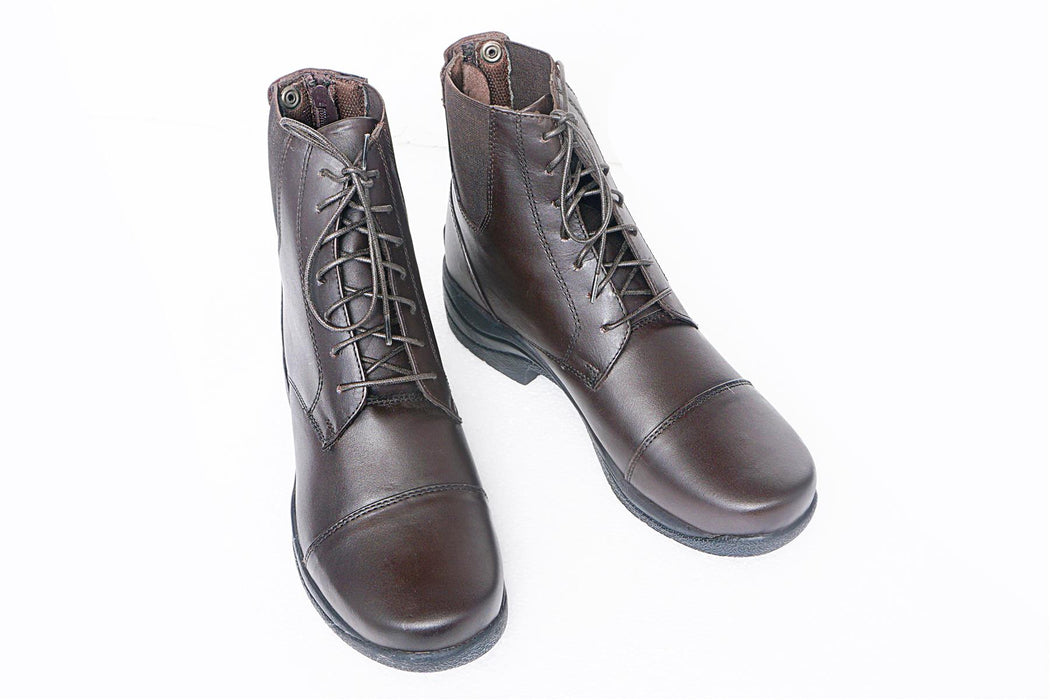 Thick Rubber Sole Laced Jodhpur Back Zip Horse Riding Boots Yard Black Brown 4-8 - Tack24
