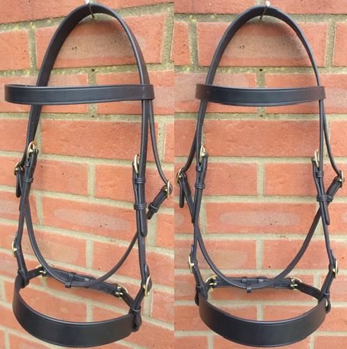Leather In Hand Bridle Brass Buckles Fancy Showing with Reins Brown Black 4 Size - Tack24