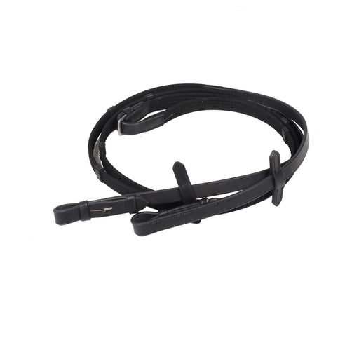 Double Leather Web Continental Reins Billet Stops Black Brown Full Cob Pony - Tack24