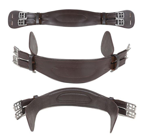 Padded Leather Short Dressage Girth With Roller Buckles Black Brown 16'' - 32'' - Tack24