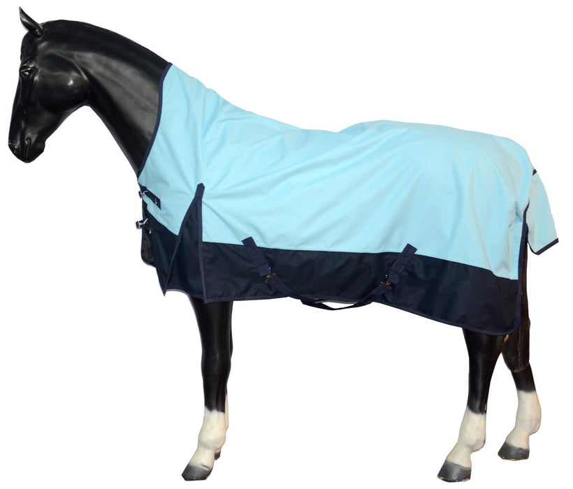 600D Rain Horse Turnout Rugs Fleece Lined Waterproof HALF Neck Blue/Navy 5'9-6'9 - Tack24