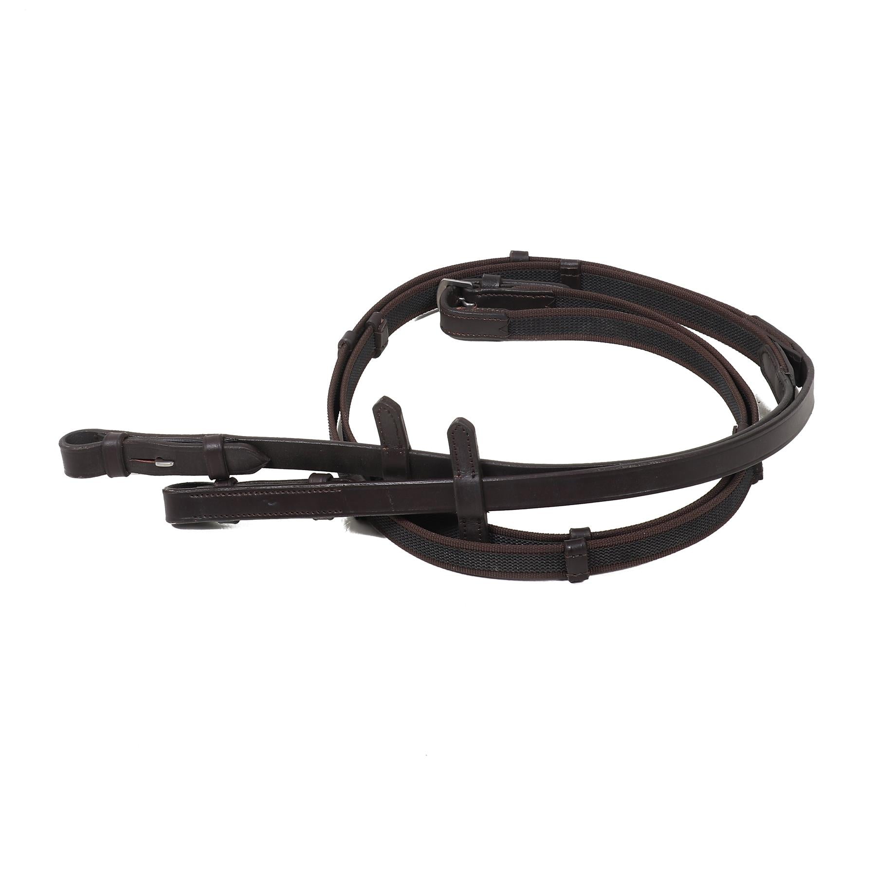 Super grip Leather Anti Slip Reins Continental Web Hand Stop Black Brown 3 Sizes - Tack24