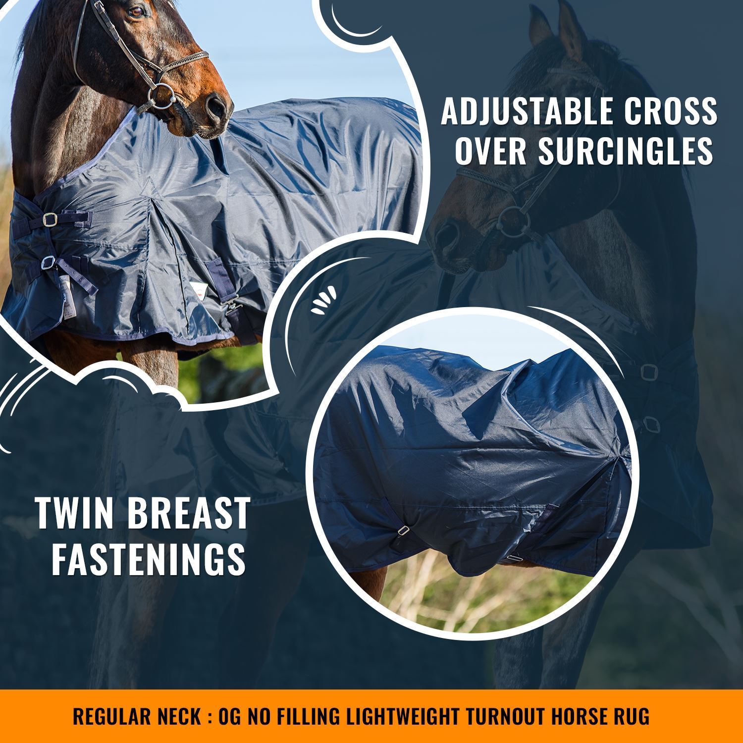 Lightweight Turnout Rug Standard Regular Neck Rugs for Horses 420D Anti UV Flies - Tack24