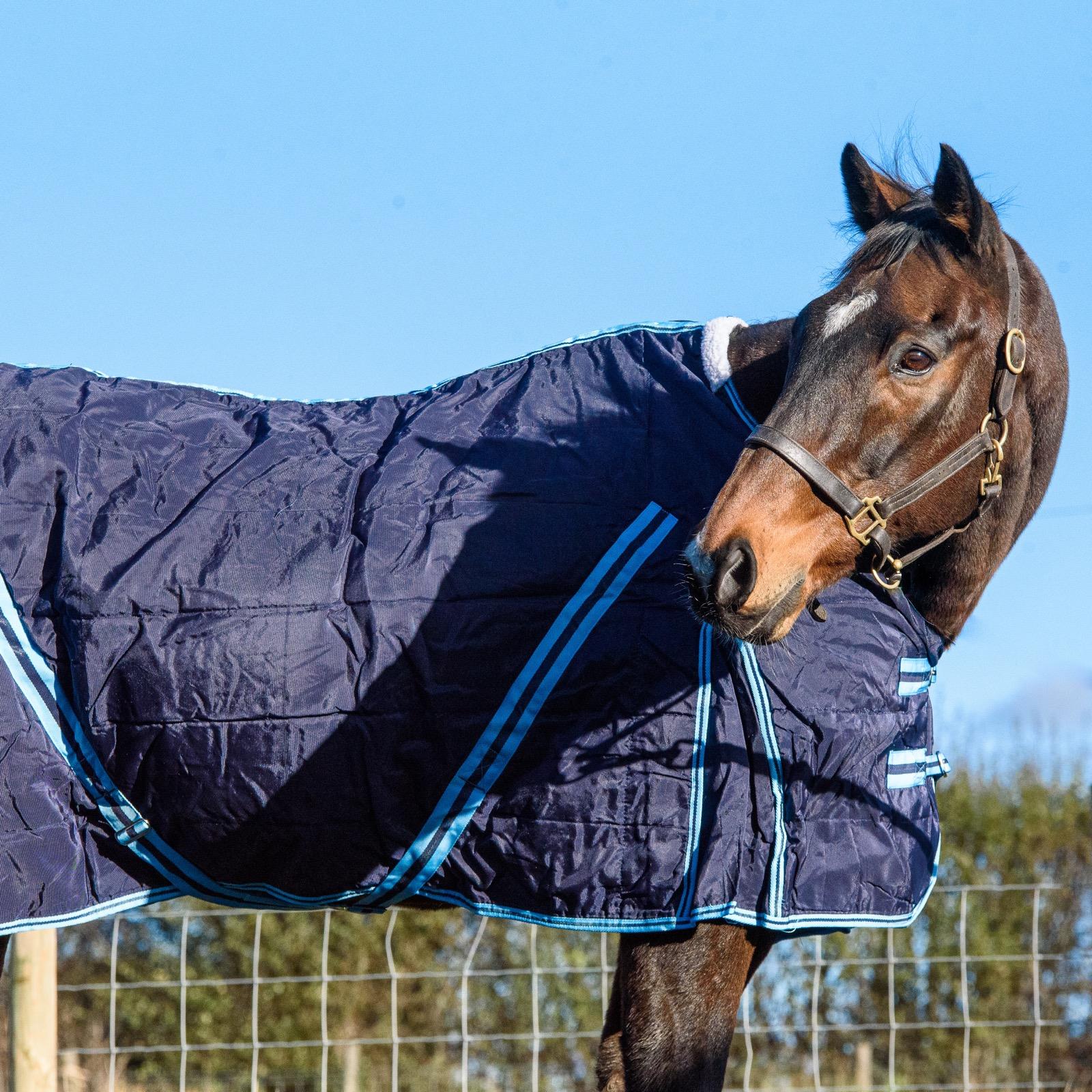 Horse Rug Under Rug Navy Breathable Winter Turnout Rug Fit 180gsm Shoulder pleat and nylon lining Twin Breast Fastenings - Tack24