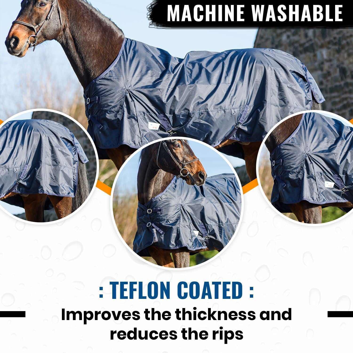 Lightweight Turnout Rug Standard Regular Neck Rugs for Horses 420D Anti UV Flies - Tack24